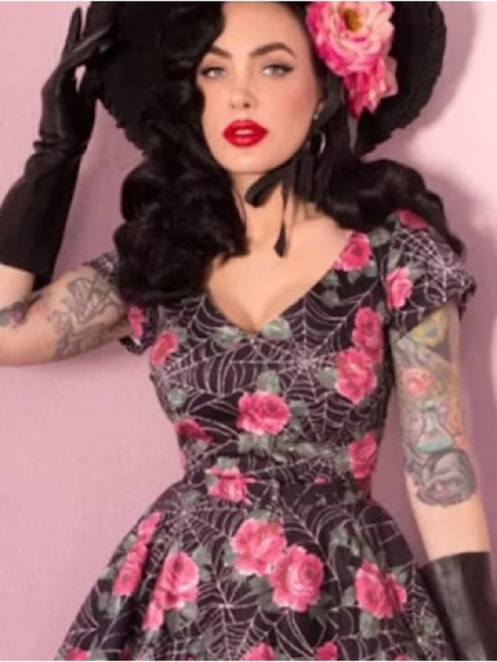 Oxen Vanity Fair Fairy Black Spiderwebs And Roses Dress With Belt